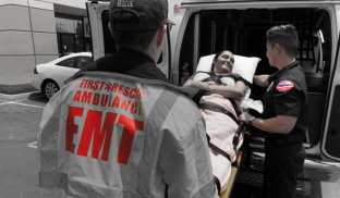 medical staff in a ambulance